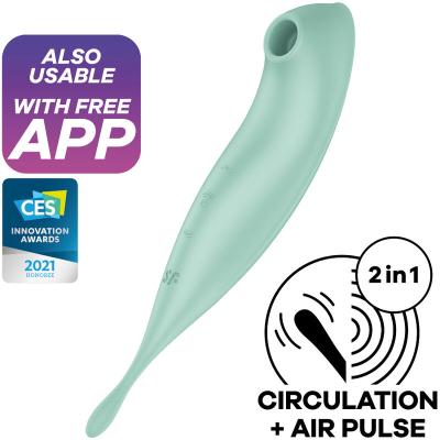 Satisfyer - Application De Stimulateur Et Vibrateur Twirling Pro+ Vert 1