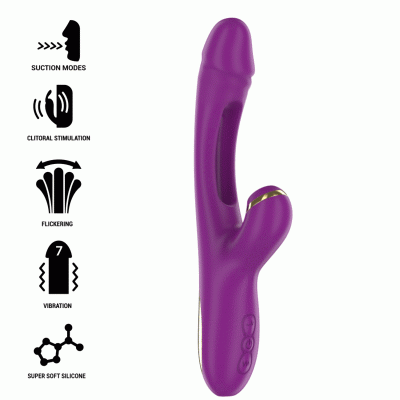 Intense - Ateneo Vibrateur Multifonction Rechargeable 7 Vibrations Avec Langue Oscillante Et Sucer Violet 2